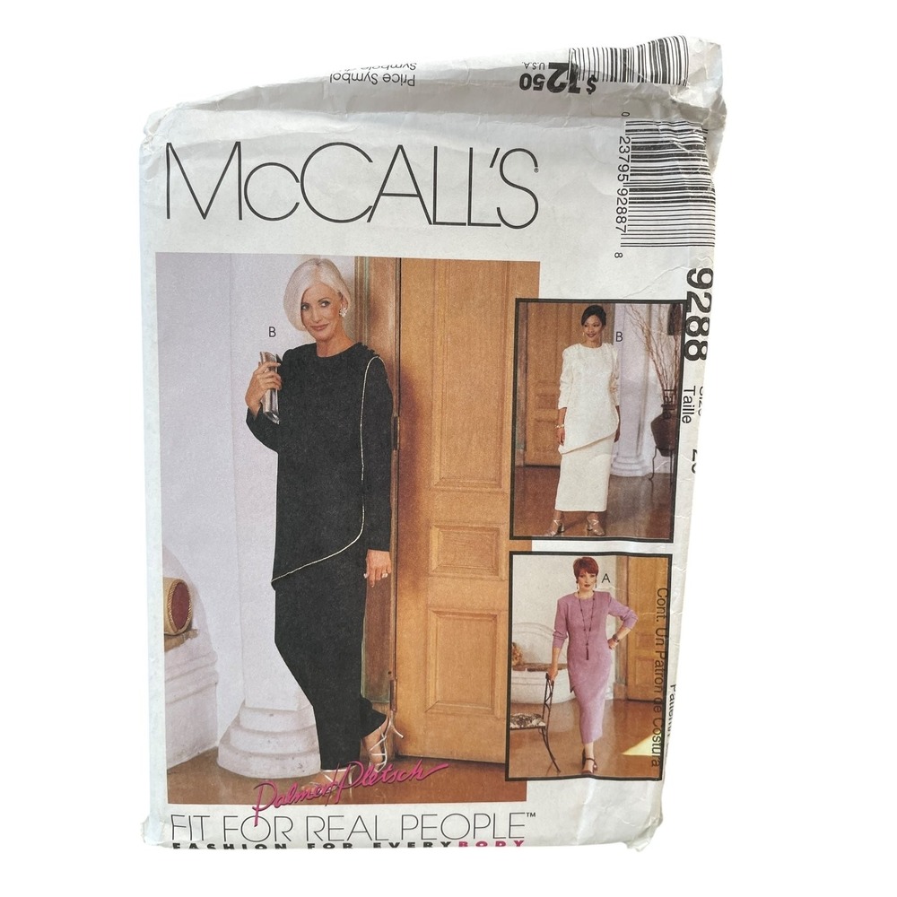 McCall's Sewing Pattern Womens Size 20 9288 Tunic Skirt Pants Palmer Pletsch 90s